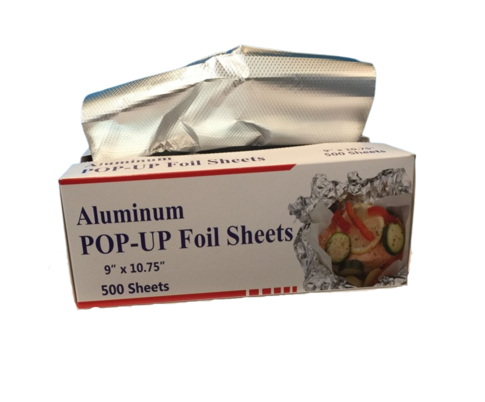 Ningbo Uber Aluminum Foil - 9" X 10.75" Foil Pop Up Sheets, 500 sh/bx, 6bx/cs, 110cs/sk, 11Cs/Tier - RFFS091075