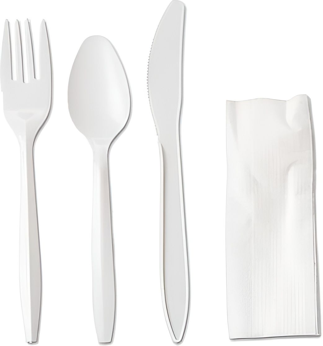 Sanfacon - 4 PC Cutlery Kit of Knife, Fork, Soup Spoon, Napkin, 250/Cs - 826395