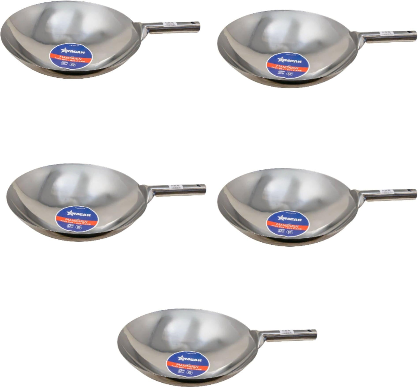 Omcan - 16″ Mandarin Wok Stainless Steel With Welded Joint, Pack of 5 - 47542