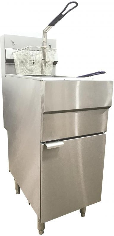 Omcan - 35-40 lb Natural Gas Floor Fryer With 90,000 BTU - 44225