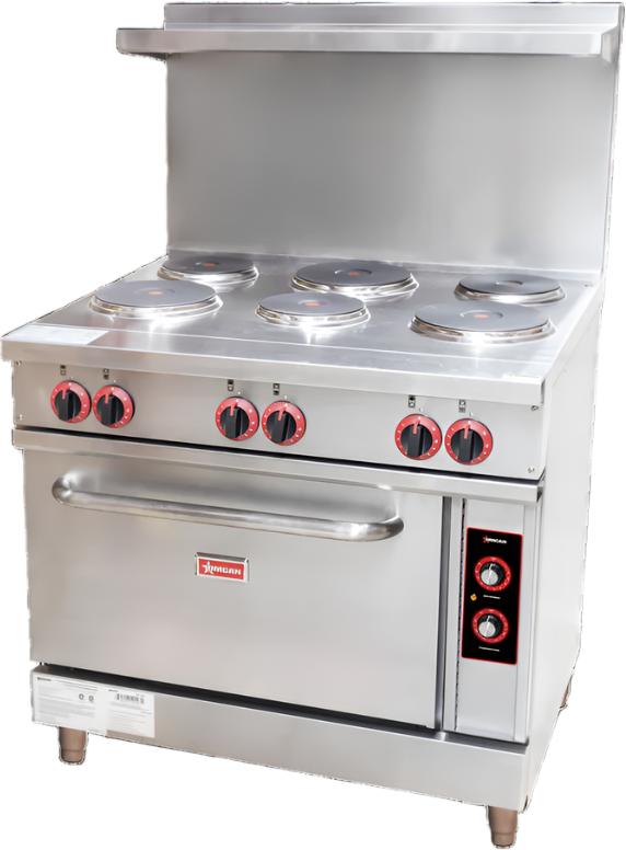 Omcan - 36” Commercial 3 Ph Electric Range with 6 Burners and Standard Oven - 49103
