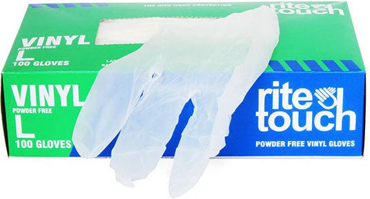 RiteTouch - Clear Powder-Free Vinyl Gloves, Large, 100/bx - GVP100L