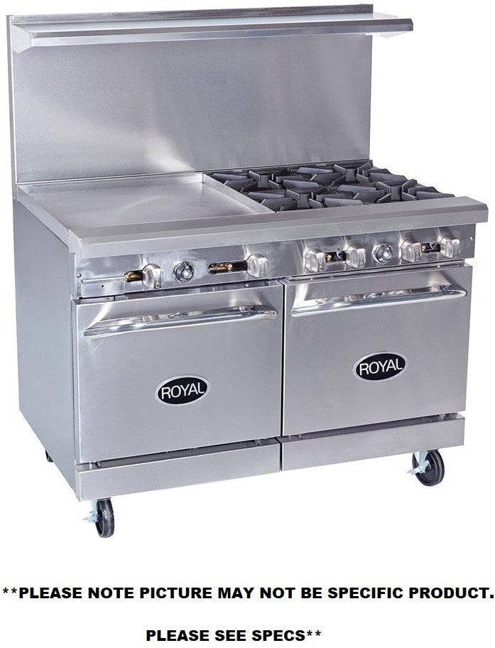 Royal - 48″ Stainless Steel 8 Open Burner Gas Range with 20" Oven - RR-8SU