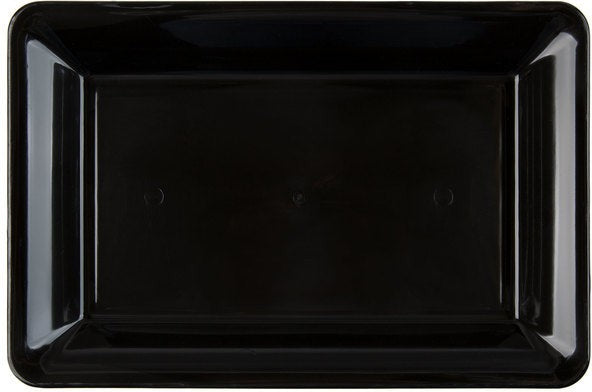 Fineline Settings - 10" x 14" Black Rectangular Plastic Cater Tray, 25/cs - RC472BK