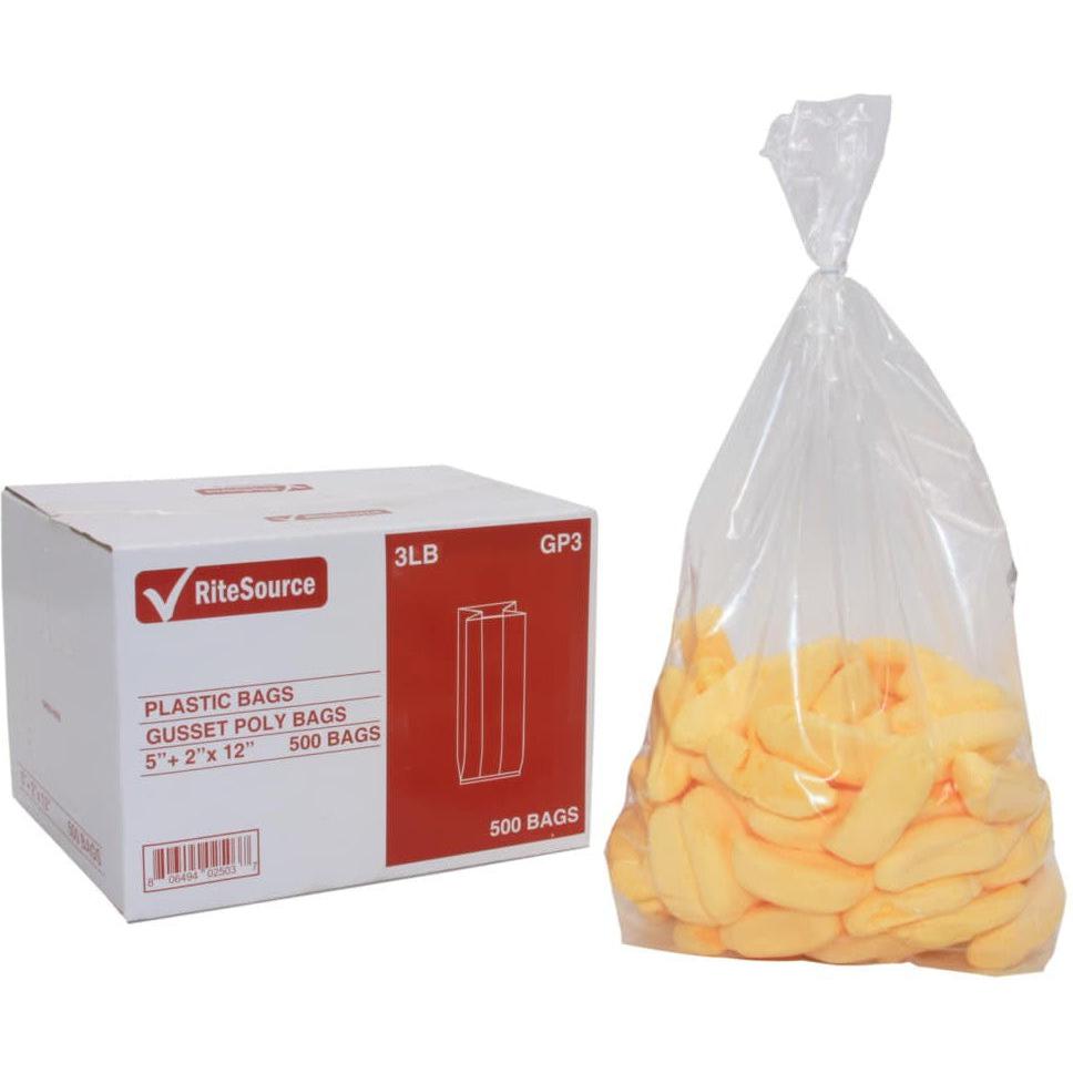 RiteSource - 5" x 2" x 12" Clear 3 lbs Poly Bags, 500/Cs - GP3