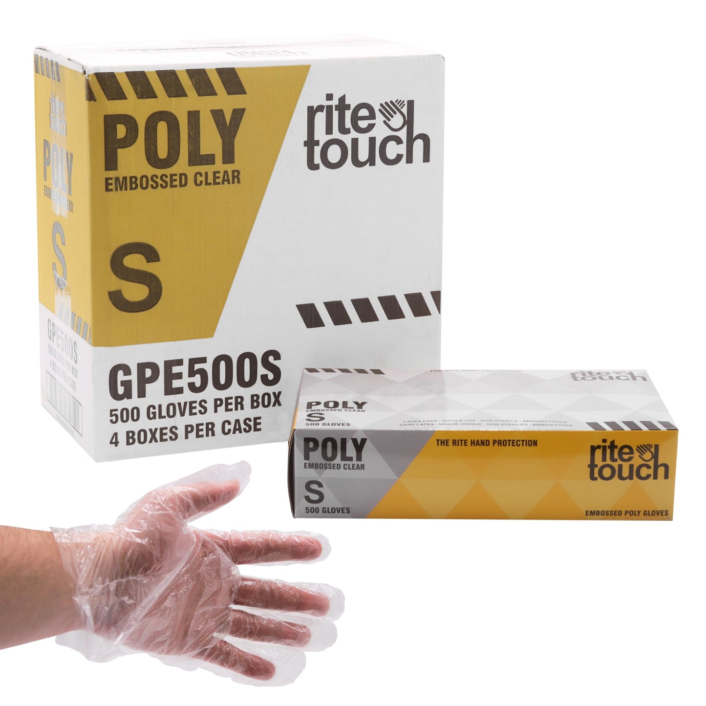 RiteTouch - Clear Small Poly Gloves, 500/bx, 4Bx/Cs - GPE500S