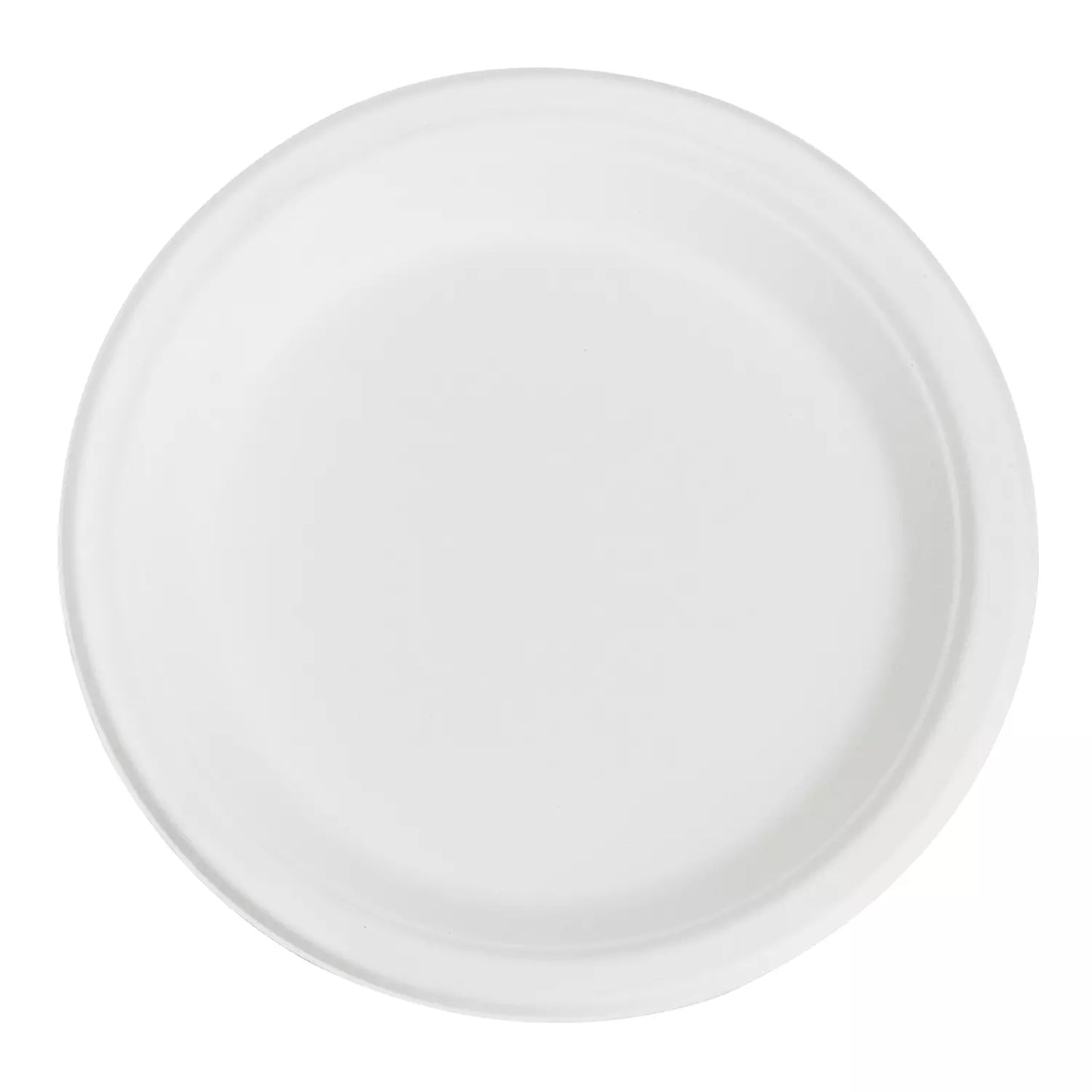 Karat Earth - 9" Round Compostable Bagasse Moulded Plates, 1-Compartment, White, 500/Case - KE-BPR09-1CFF