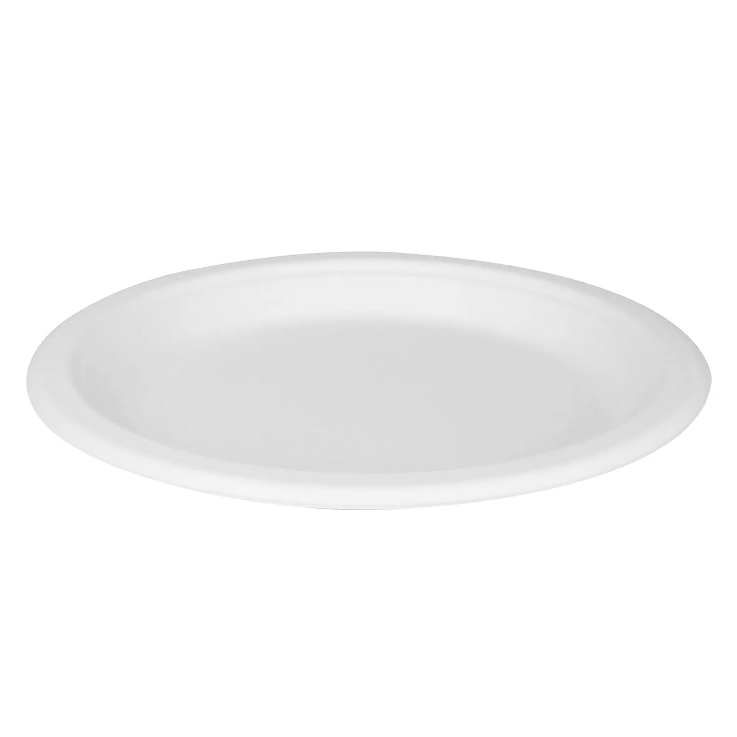 Karat Earth - 9" Round Compostable Bagasse Moulded Plates, 1-Compartment, White, 500/Case - KE-BPR09-1CFF