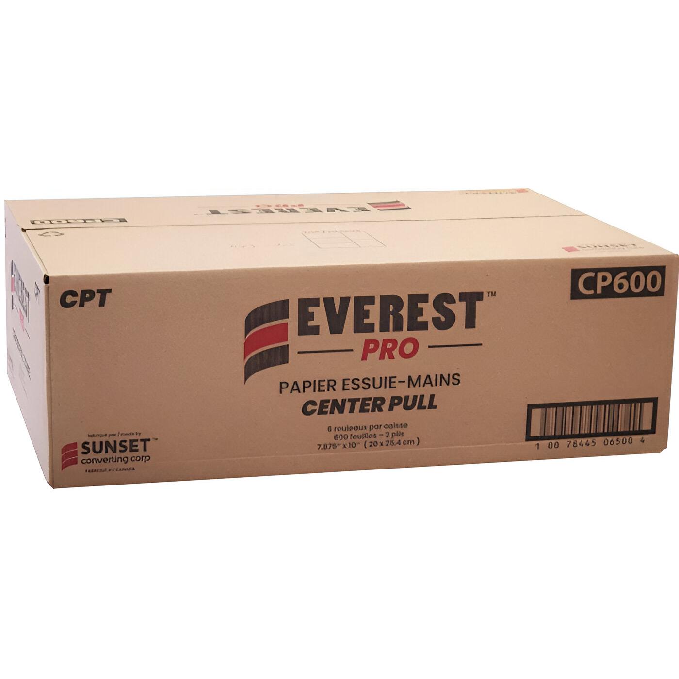 Everest Pro - 8.25" x 500' 2 Ply Center Pull White Paper Hand Towel Roll, 6Rl/Cs - SUNCP600
