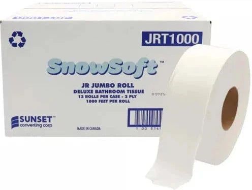 Snow Soft - 3.29" x 1000 Feet, 2 Ply Jumbo Toilet Tissue, 12Rl/Cs - SUNJ1000