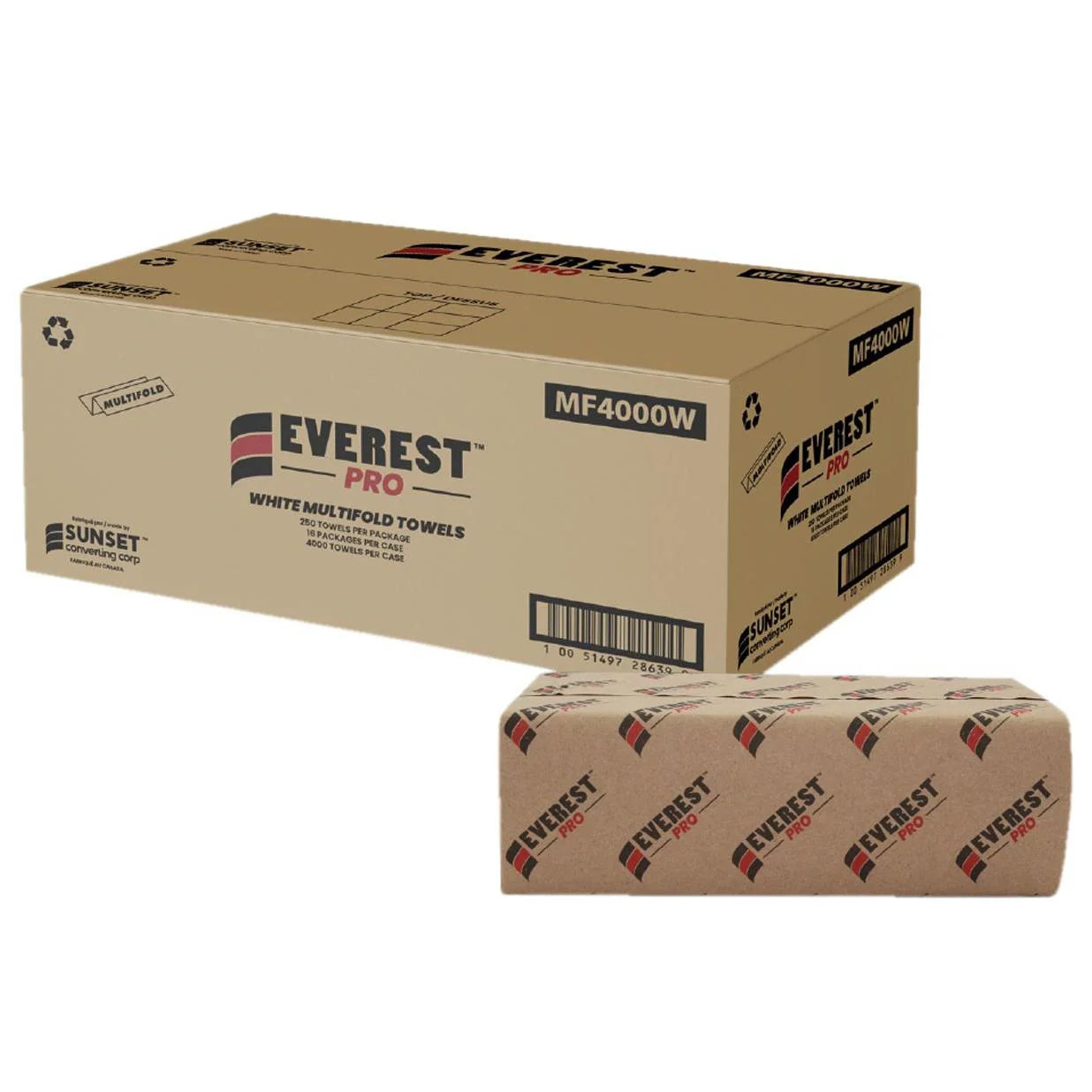 Everest Pro - White Multifold Hand Towel, 250/Pack, 16Pk/Cs - SUNMF4000W