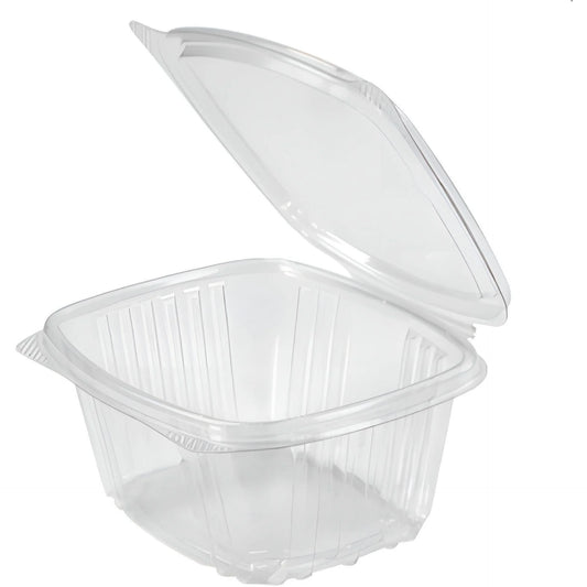 Genpak - 5.38" x 4.5" x 2.63", Clear 16 Oz Plastic Hinged Deli Container, 200/Cs - AD16