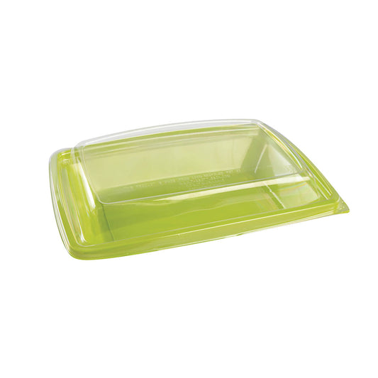 Thermal & Protective Packaging - 200 x 137 mm Green Plastic Snack Box Green Base/Clear Lid, 300/Case