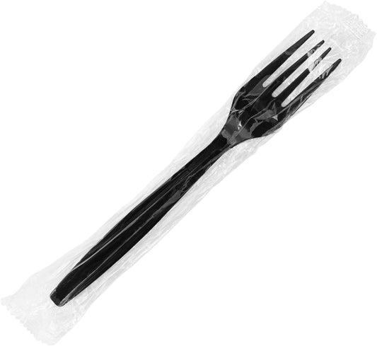Karat - PP Heavy Duty Plastic Black Forks Individually Wrapped, 1000/Cs - U3530B