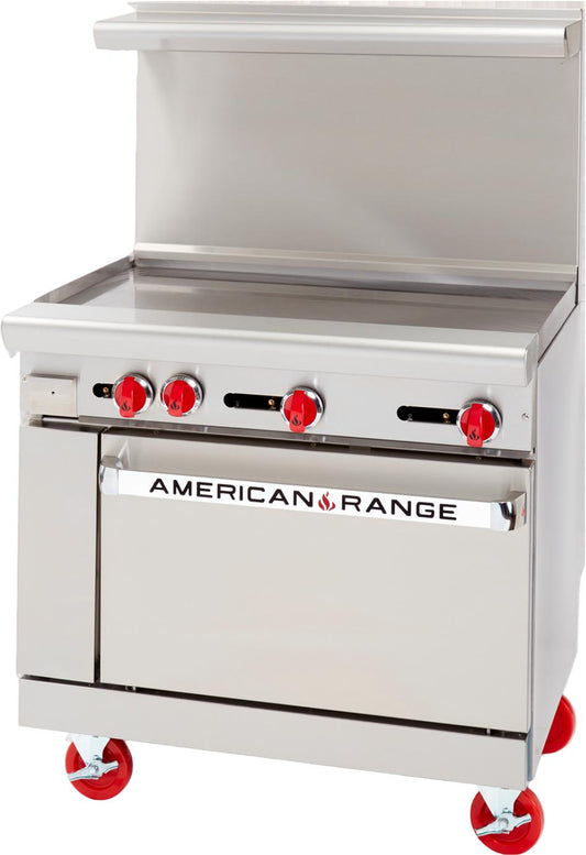American Range - 36" Stainless Steel Restaurant Range With 36" Griddles And 26.5" Standard Oven - AR-36G