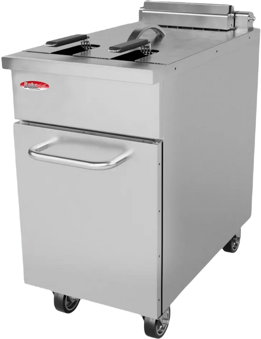 Bakemax - Commercial Electric Floor Model 75 lbs Fryer with Lift Up Element - BMPLS7FE030