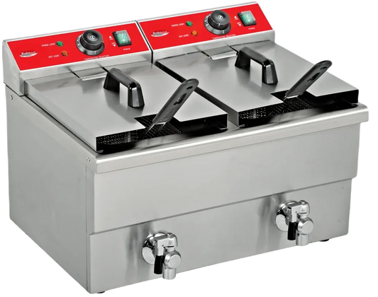 Bakemax - Countertop Double Mini Electric 12 Liter Fryer - BMFE020