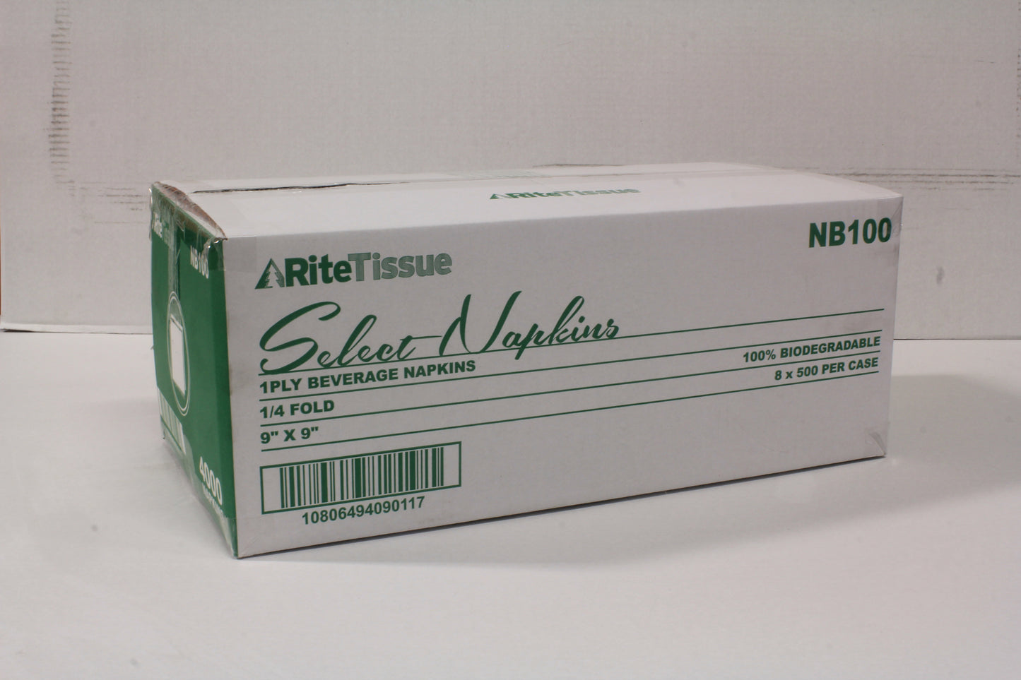 RiteTissue - 9" x 9" 1 Ply Beverage Napkins, 4000/cs - NB100