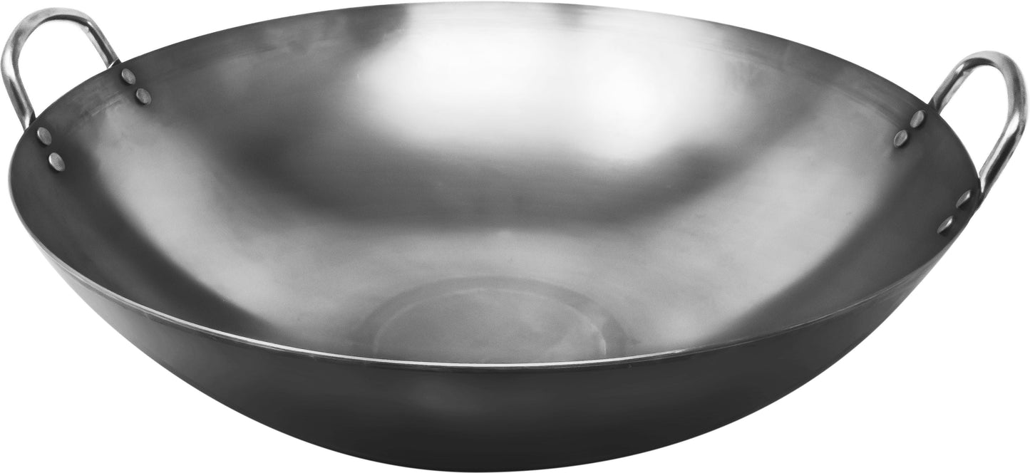 Omcan - 16″ Iron Double Ear Mandarin Wok, Pack of 6 - 47544