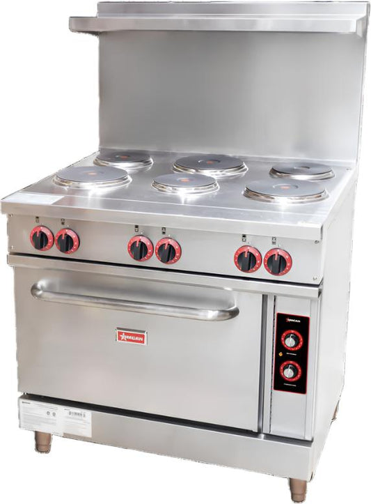 Omcan - 36” Commercial 3 Ph Electric Range with 6 Burners and Standard Oven - 49103