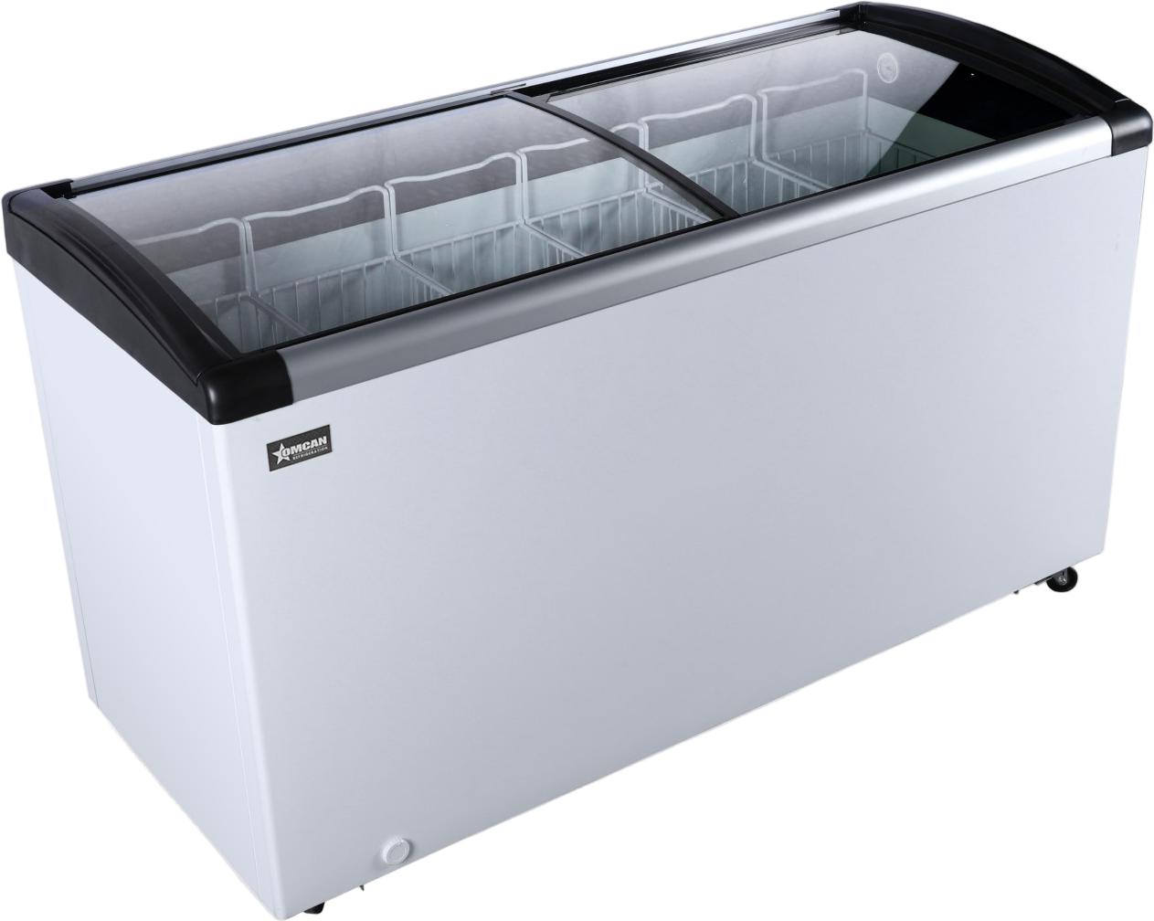 Omcan - 57″ Two Door Ice Cream Display Chest Freezer with Curved Glass Top - FR-CN-0366