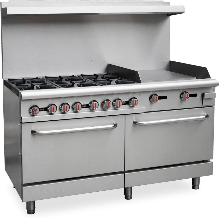 Omcan - 60", 6 Burners Natural Gas Commercial Gas Range  wtih 24" Griddle & 2 Ovens - CE-CN-0006-GN