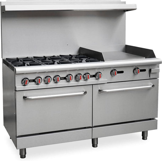 Omcan - 60", 6 Burners Natural Gas Commercial Gas Range  wtih 24" Griddle & 2 Ovens - CE-CN-0006-GN
