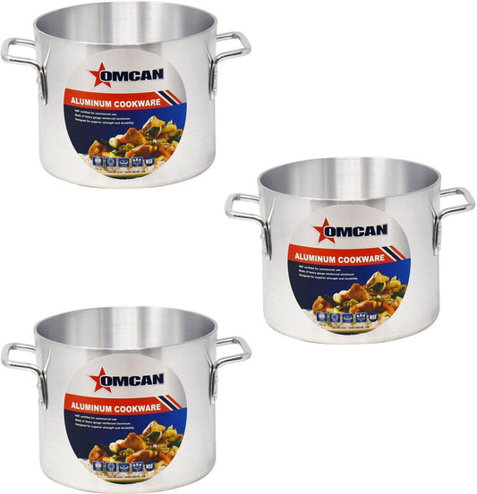 Omcan - 8 QT Aluminium Stock Pot, Pack of 3  - 43366