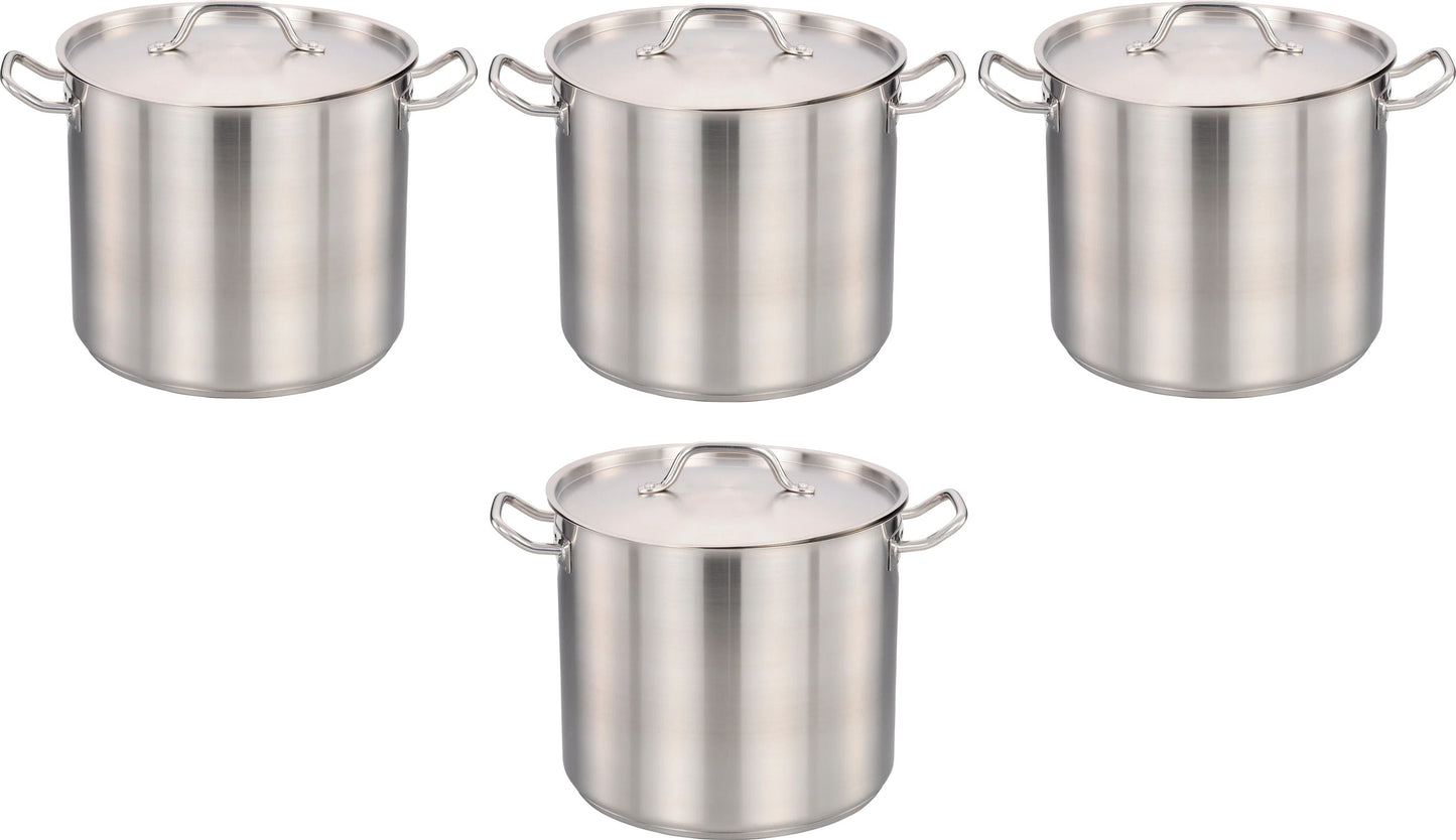 Omcan - 8 QT Stainless Steel Stock Pot with Cover, Pack of 4 - 80437