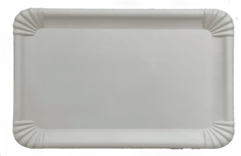 Thermal & Protective Packaging - 10.24" x 13.8" x 0.59" Bagasse White Rectangle Food Tray, 150/Case - 10141C
