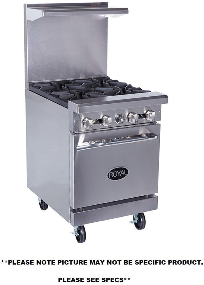 Royal - 24″ Stainless Steel  4 Open Burner Gas Range - RR-4SU