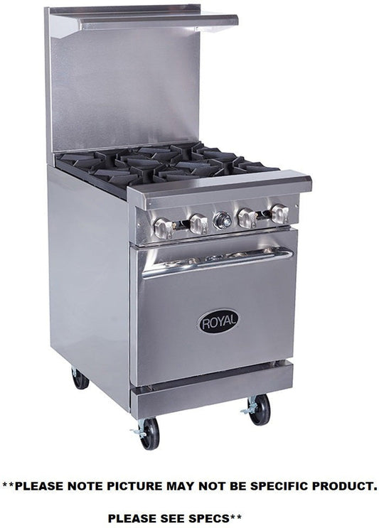 Royal - 24″ Stainless Steel  4 Open Burner Gas Range - RR-4SU