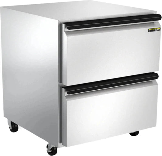 Silver King - 27” Undercounter Refrigerator with Two Drawers and 3" Casters - SKR27A-EDUS1