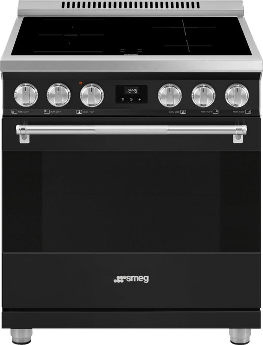 Smeg - 30" Freestanding Matte Black Induction Range - SPR30UIMAN