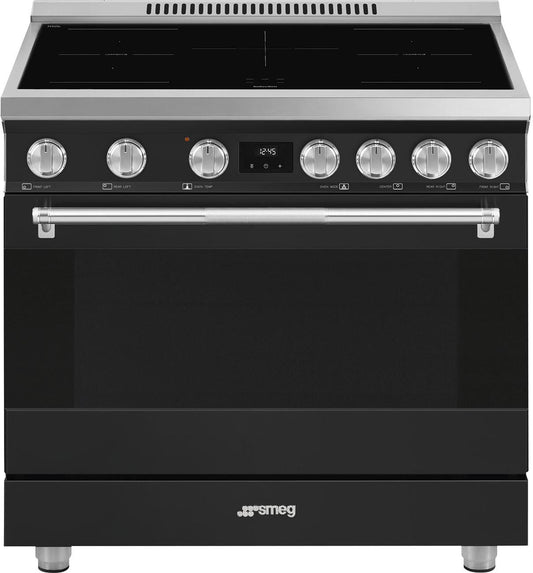 Smeg - 36" Freestanding Matte Black Induction Range - SPR36UIMAN