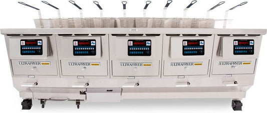 Ultra Fryer - Five Vat Commercial Gas Fryer with UltraClear Filtration - B-P20-18-5-UC