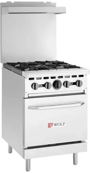 Wolf - 142,000 BTU Liquid Propane 24" Manual Range with 4 Burners and Compact Oven - WX24-4BP