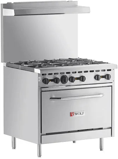Wolf - 198,000 BTU Natural Gas 36" Manual Range with 6 Burners and Standard Oven - WX36-6BN