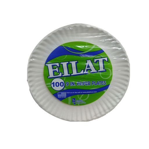 EILAT - 9" White Uncoated Paper Plates, Pack of 100, 12 Pk/Cs, #526 - RWDP090