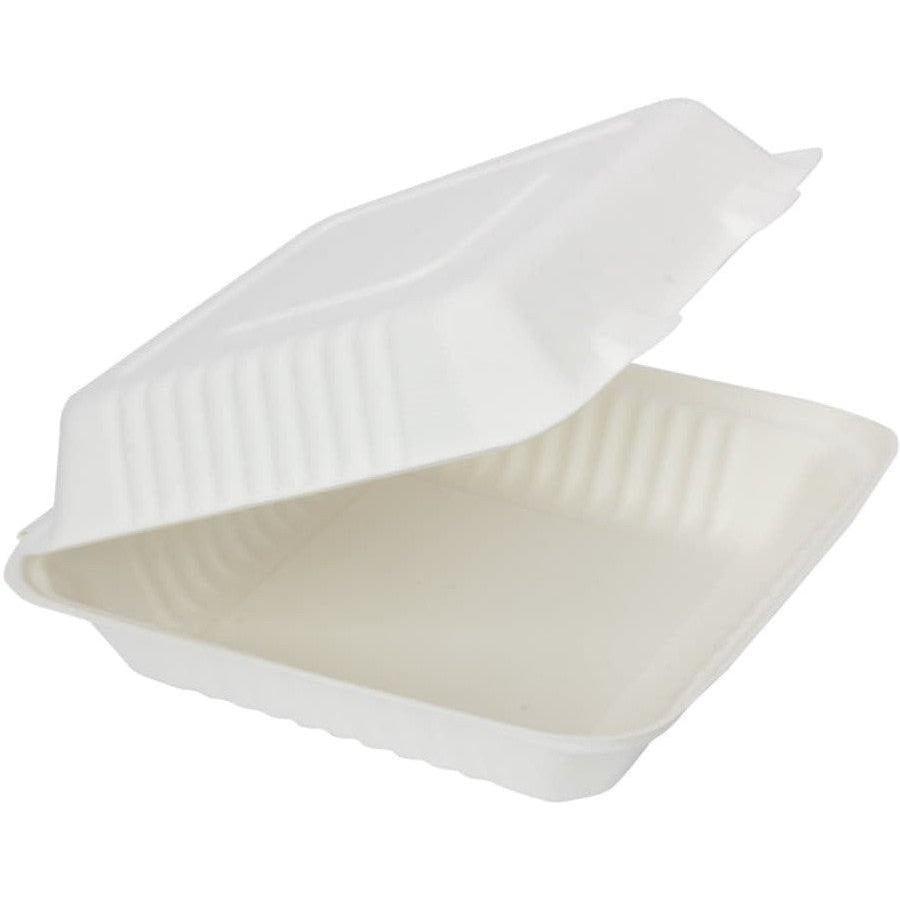 RiteEarth - 9" x 9" x 3" Bagasse Hinged Container, 200/cs - H901