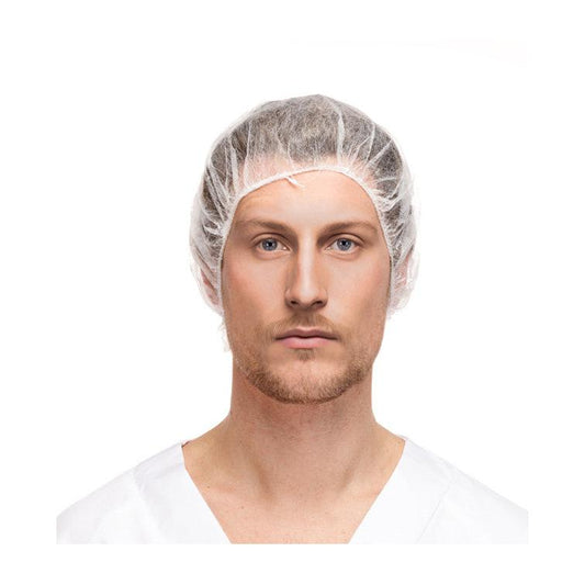 RiteTouch - 24" White Non Woven Bouffant Caps, 100/Bg, 10 Bg/Cs - BCP2410