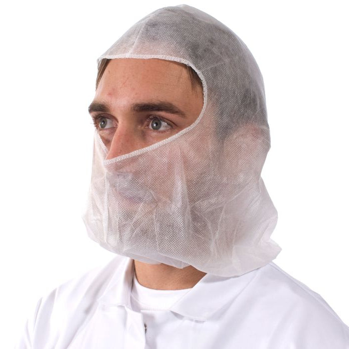 RiteTouch - 16.5" x 14" White Non-Woven Balaclava Hood, 100/Bg, 10 Bg/Cs - RTBHP4210