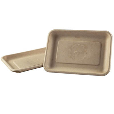 Thermal & Protective Packaging - 209 x 129.16 x 22.3 mm Bagasse Comp Tray, 500/Case - 41905C